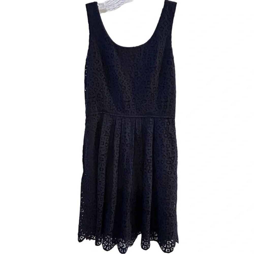 J. Crew Women's Size 4 Dark Navy Blue Lace Fit & Flare Knee‎ Length Dress